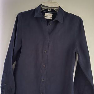 J Crew women’s Baird McNutt Irish Linen Blouse Navy